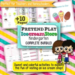 Pretend Play Kindergarten Worksheets – Ice Cream Store, 10+ Printable Pages for Fun and Learning