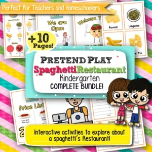Pretend Play Kindergarten Worksheets – Spaghetti Restaurant, 10+ Printable Pages for Fun and Learning