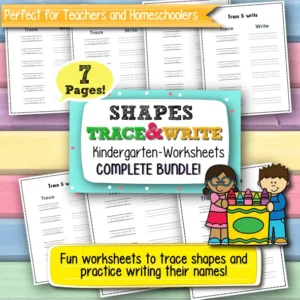 Trace and Write Worksheets for Kindergarten – 7 Printable Pages for Early Writing and Shape Recognition