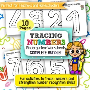Tracing Numbers Worksheets for Kindergarten – 10 Printable Pages for Handwriting Practice and Number Recognition