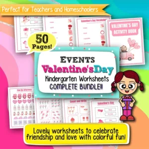 Valentine’s Day Kindergarten Worksheets – 50 Printable Pages for Fun and Learning