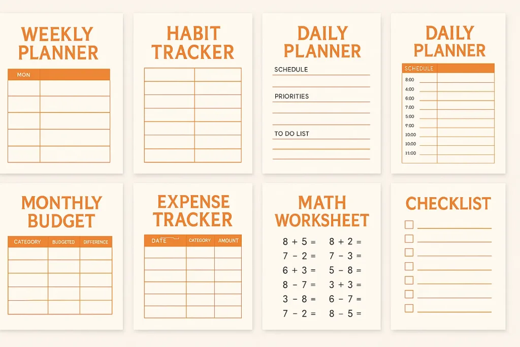 Different types of PLR printable packs to sell online