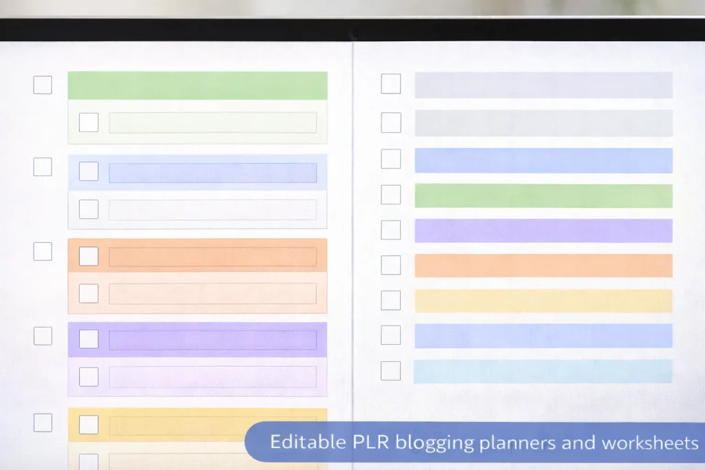 Editable PLR blogging planners and worksheets