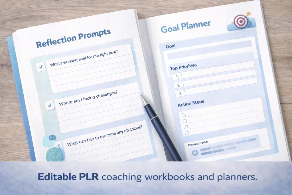 Editable PLR coaching workbooks and planners