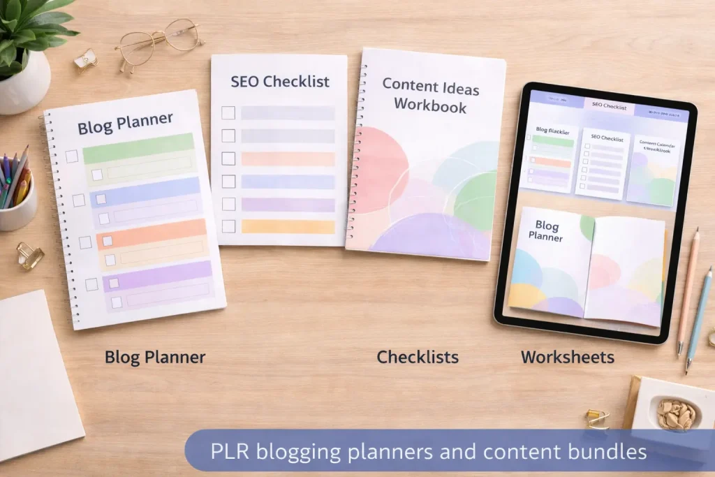 PLR blogging planners and content bundles
