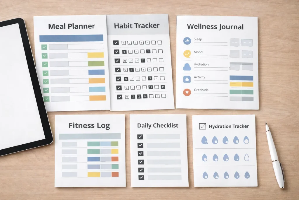 PLR fitness planners and wellness trackers
