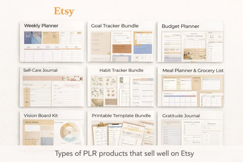 Types of PLR products that sell well on Etsy