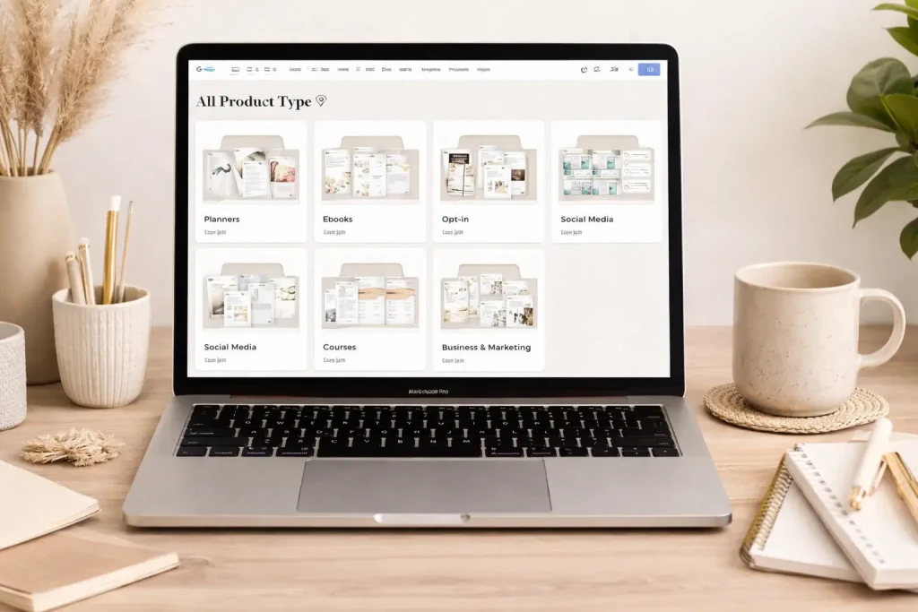 Canva-based PLR templates organized for resale
