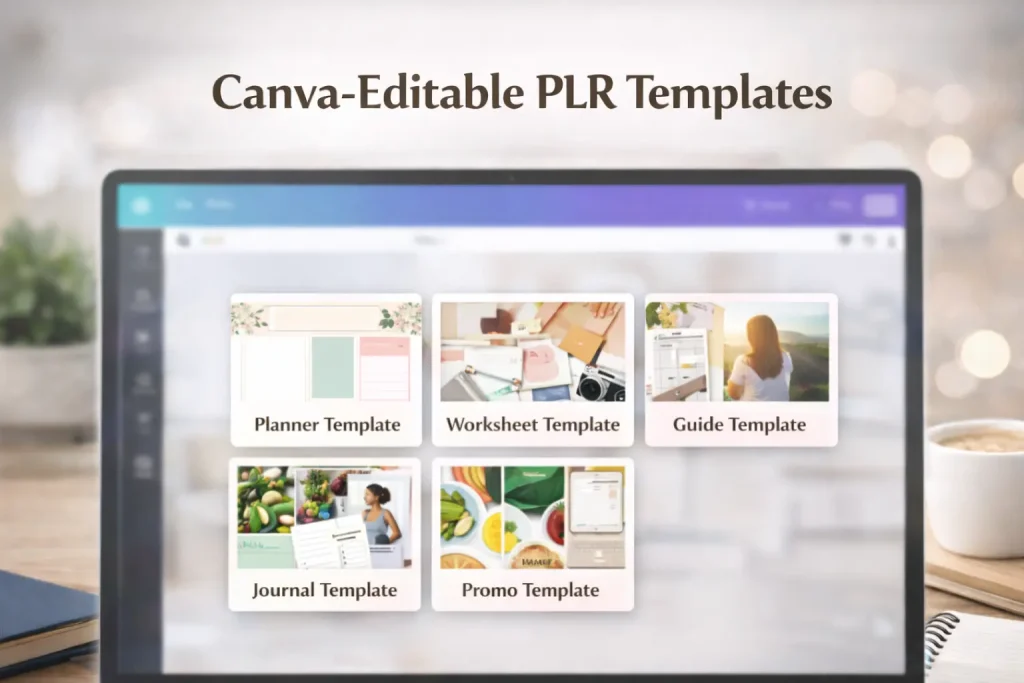 Canva-editable PLR templates included in PLR offers
