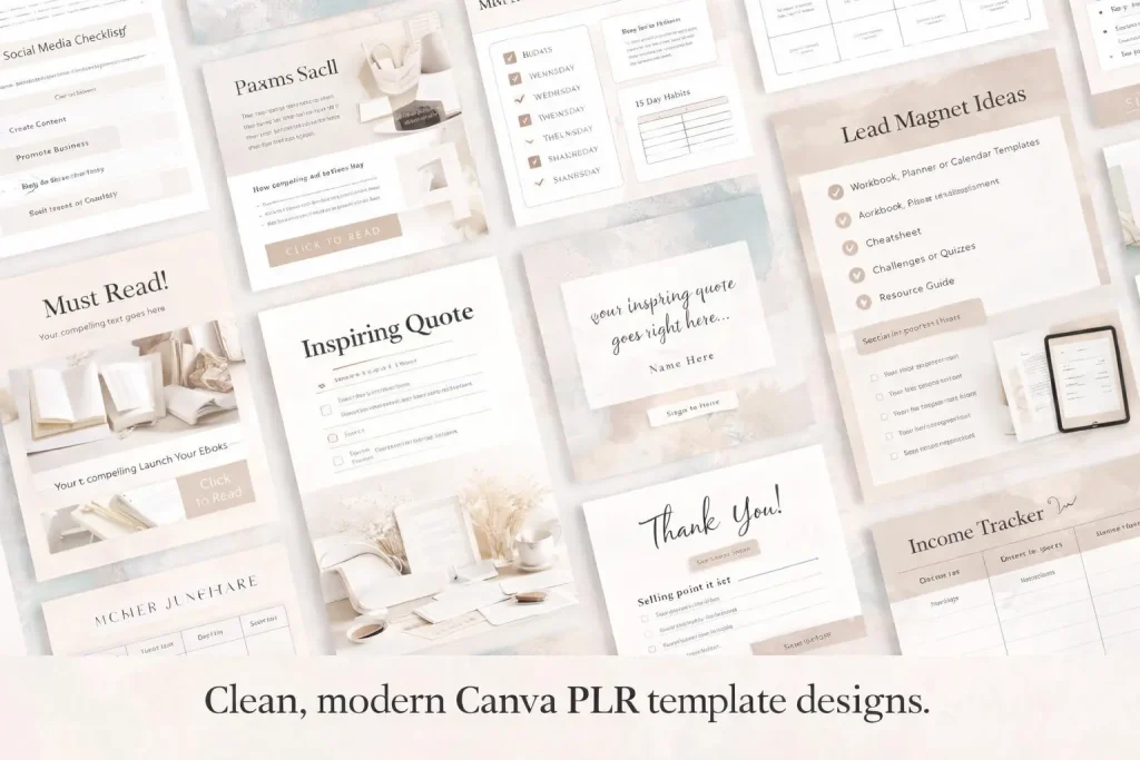 Clean, modern Canva PLR template designs