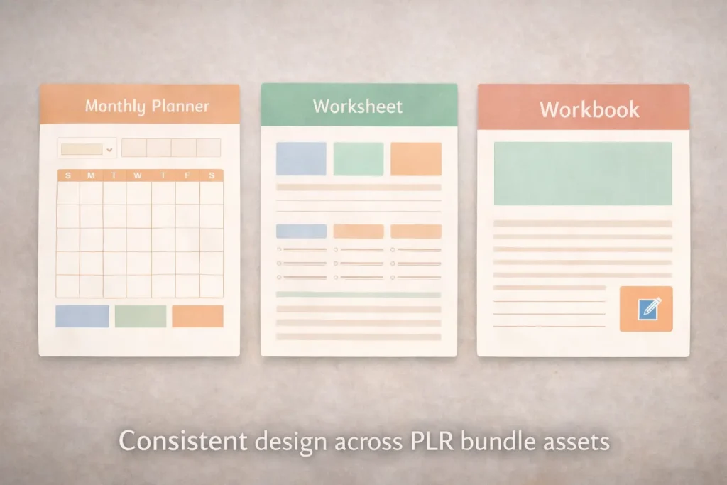 Consistent design across PLR bundle assets