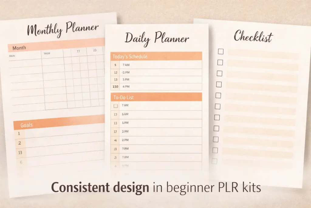 Consistent design in beginner PLR kits