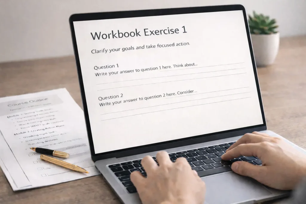Customizing PLR workbook templates for courses