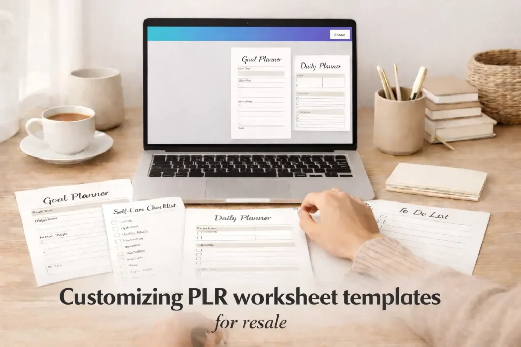 Customizing PLR worksheet templates for resale