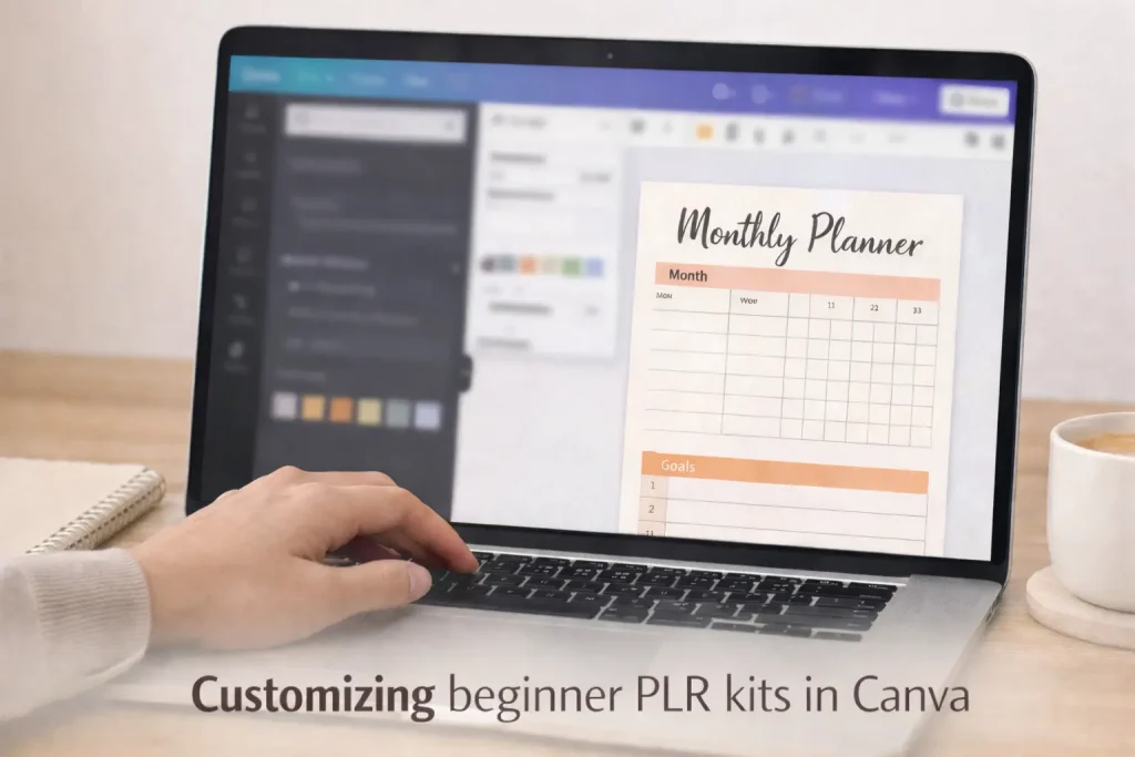 Customizing beginner PLR kits in Canva