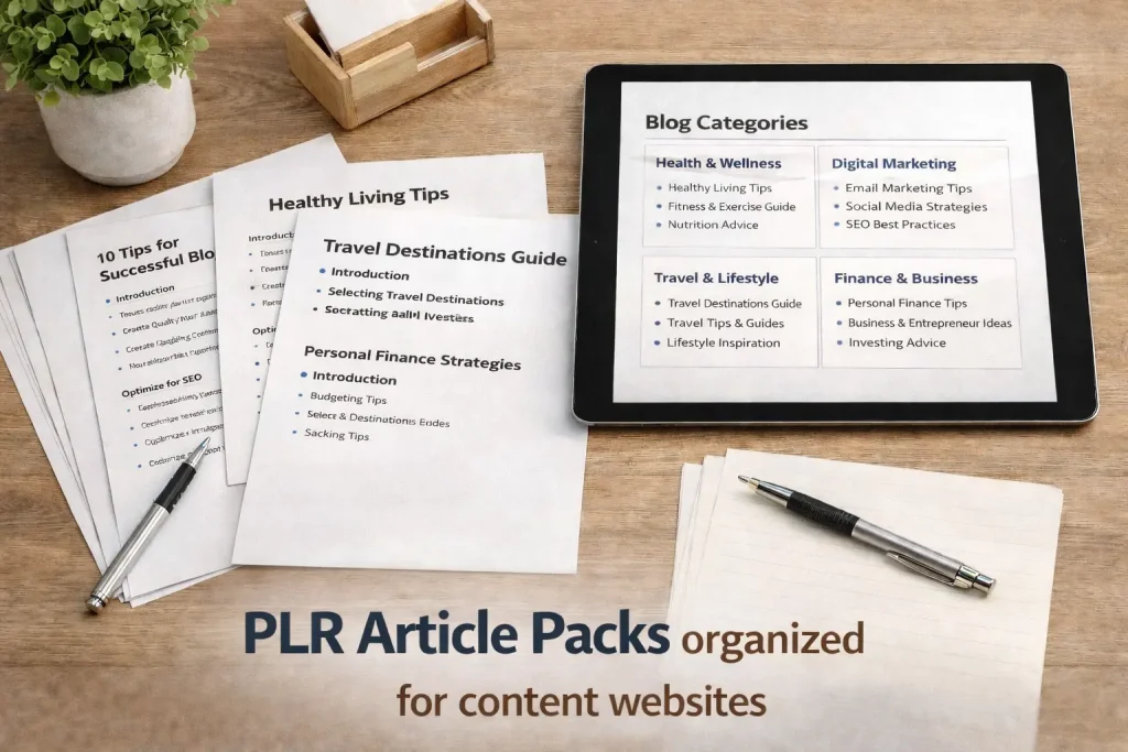 PLR article packs organized for content websites