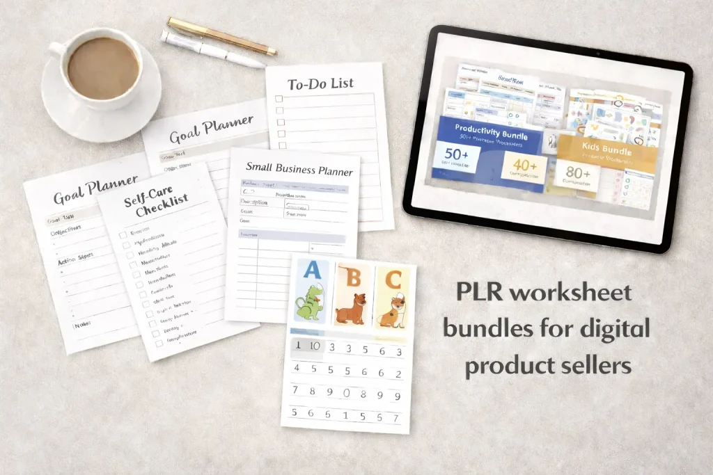 PLR worksheet bundles for digital product sellers