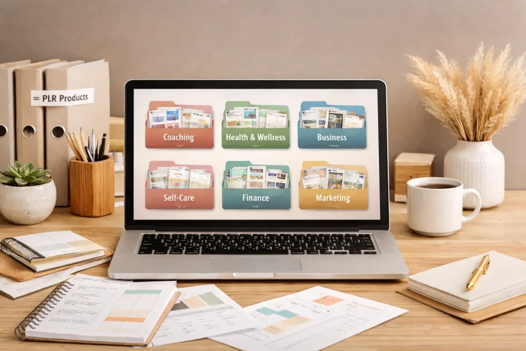 Resale-ready PLR packages organized for sellers