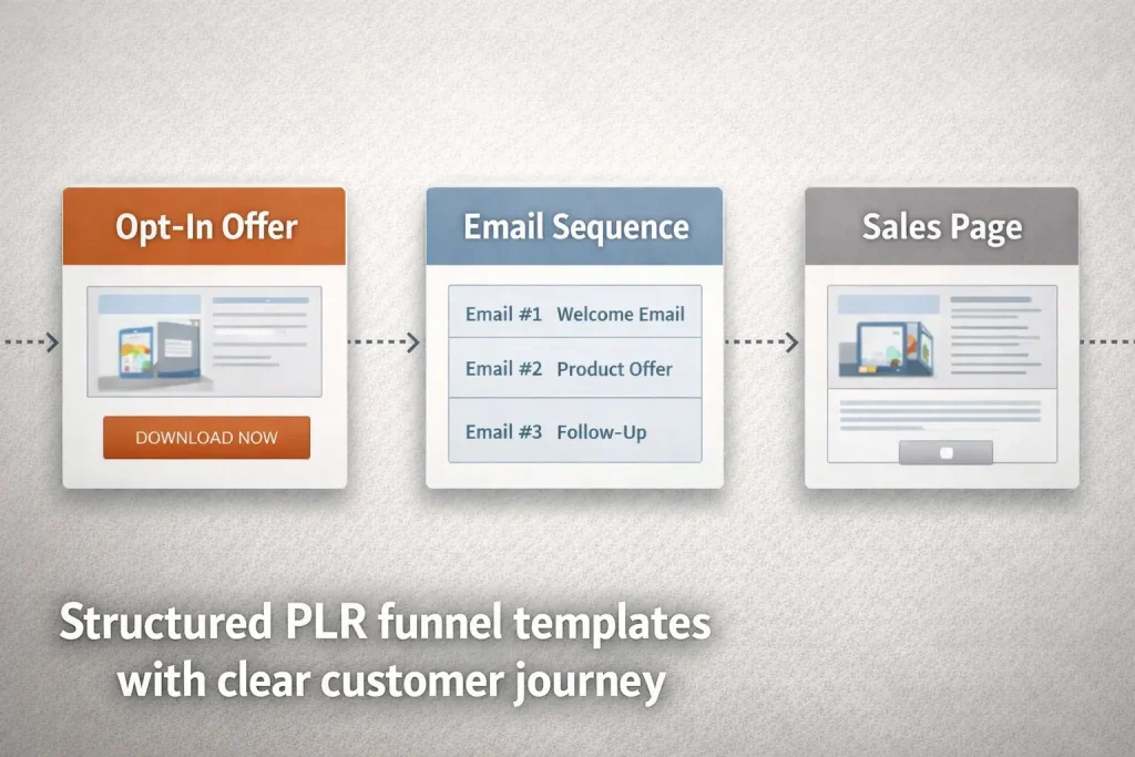 Structured PLR funnel templates with clear customer journey