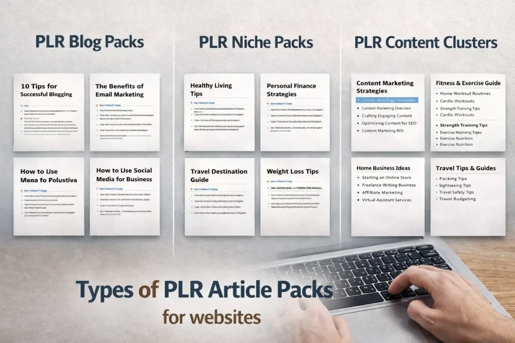 Types of PLR article packs for websites