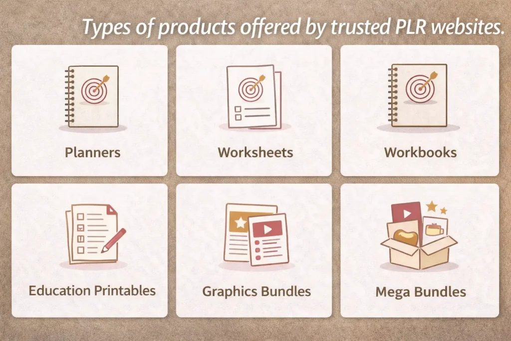 Types of products offered by trusted PLR websites