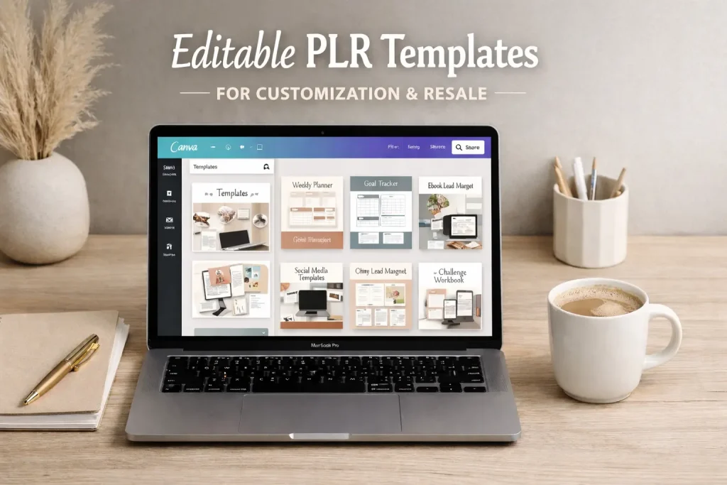 Editable PLR templates organized for digital sellers