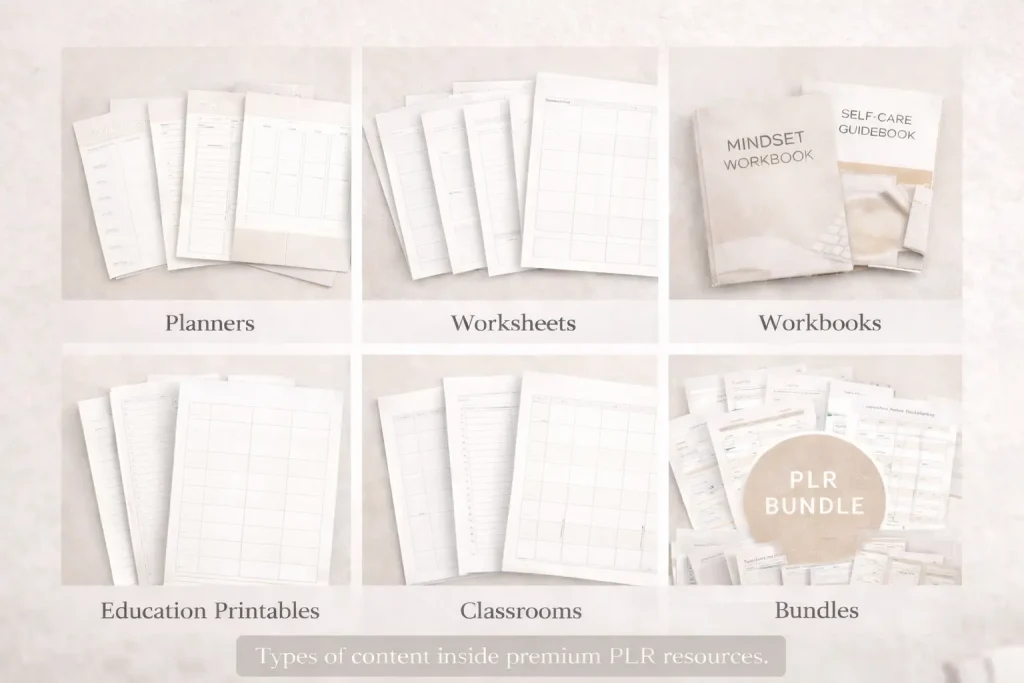 Types of content inside premium PLR resources