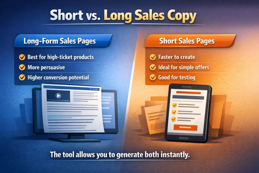 Short vs. long sales copy guide