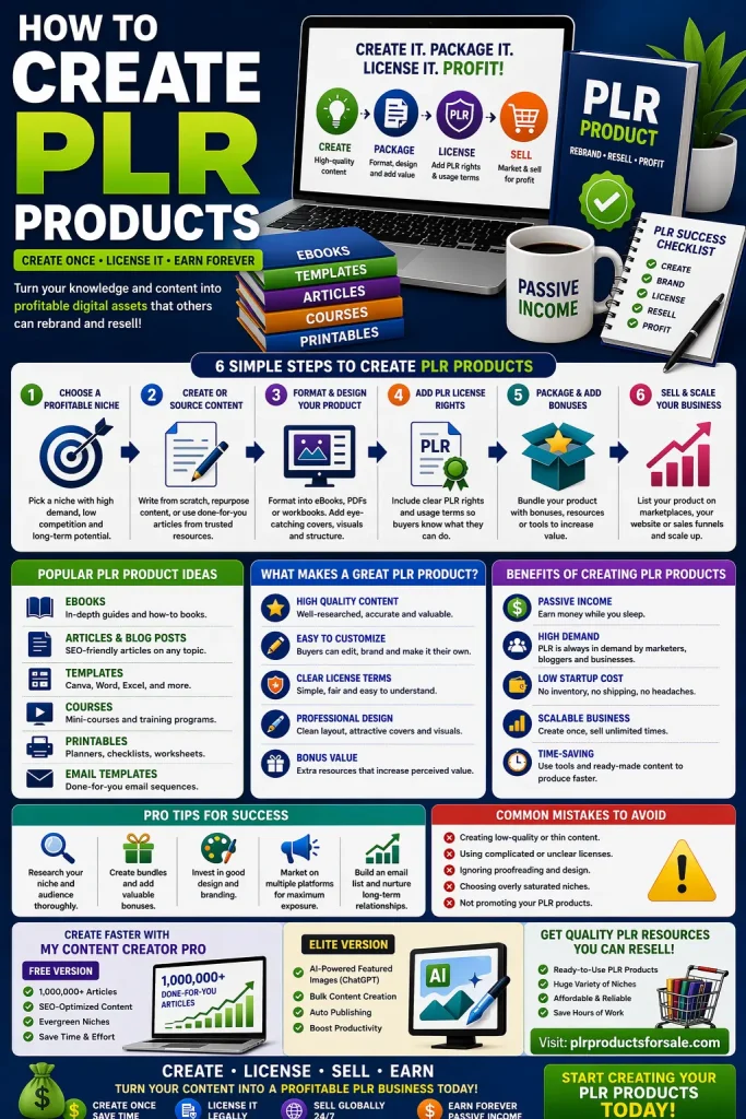 Creating PLR products infographic guide