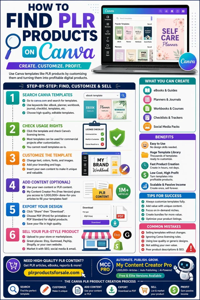 Creating PLR products with Canva guide